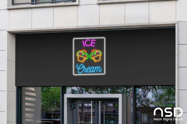 Ice cream V11 Neon Sign_Transparent_Mockup_Template02 Ice cream V11 Neon Sign_Transparent_Mockup_Template02