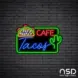 Mexican Cafe Tacos Neon Sign_Black Brick_Mockup_Black