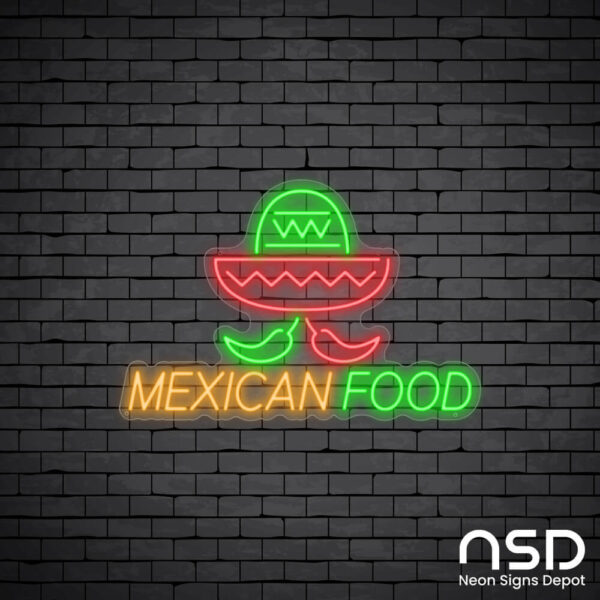 Mexican Food Neon Sign_Black Brick_Mockup_Transparent Mexican Food Neon Sign_Black Brick_Mockup_Transparent