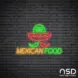 Mexican Food Neon Sign_Black Brick_Mockup_Transparent