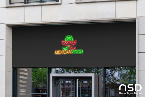 Mexican Food Neon Sign_Transparent_Mockup_Template02 Mexican Food Neon Sign_Transparent_Mockup_Template02