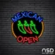 Mexican Food Open V2 Neon Sign_Black Brick_Mockup_Black