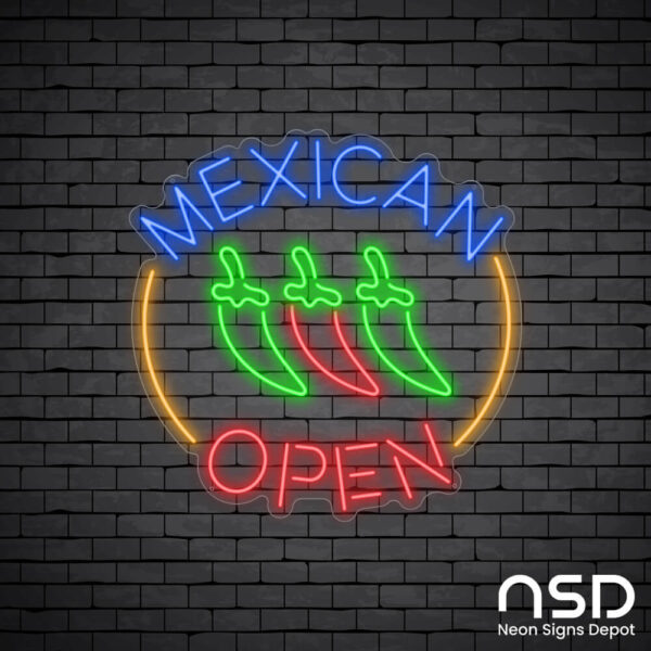 Mexican Food Open V2 Neon Sign_Black Brick_Mockup_Transparent Mexican Food Open V2 Neon Sign_Black Brick_Mockup_Transparent