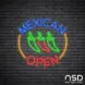 Mexican Food Open V2 Neon Sign_Black Brick_Mockup_Transparent