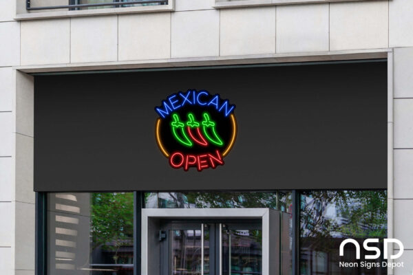 Mexican Food Open V2 Neon Sign_Black_Mockup_Template02 Mexican Food Open V2 Neon Sign_Black_Mockup_Template02