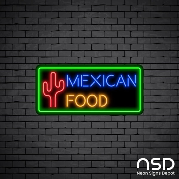 Mexican Food V4 Neon Sign_Black Brick_Mockup_Black Mexican Food V4 Neon Sign_Black Brick_Mockup_Black