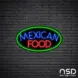 Mexican Food V8 Neon Sign_Black Brick_Mockup_Black