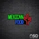 Mexican Food V9 Neon Sign_Black Brick_Mockup_Black