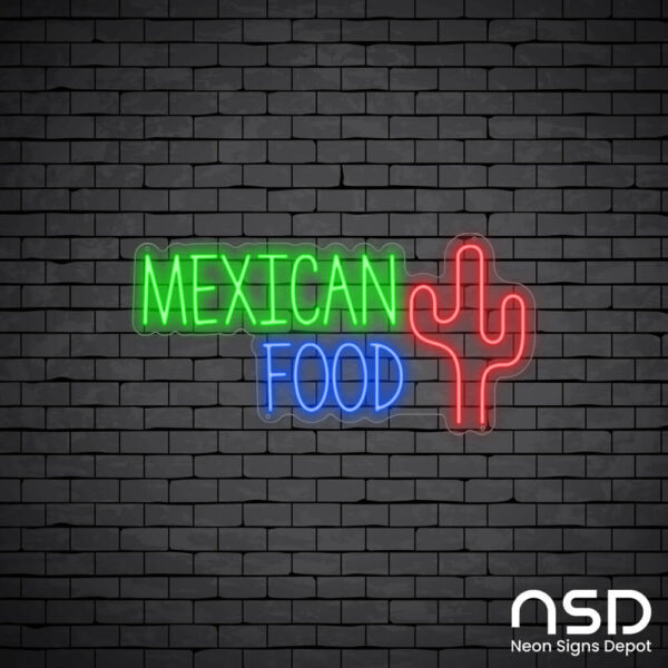 Mexican Food V9 Neon Sign_Black Brick_Mockup_Transparent Mexican Food V9 Neon Sign_Black Brick_Mockup_Transparent