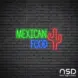 Mexican Food V9 Neon Sign_Black Brick_Mockup_Transparent