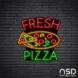 Fresh Pizza Neon Sign_Black Brick_Mockup_Black