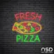 Fresh Pizza Neon Sign_Black Brick_Mockup_Transparent