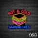 Hot & Cold Sandwiches Neon Sign_Black Brick_Mockup_Black