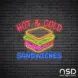 Hot & Cold Sandwiches Neon Sign_Black Brick_Mockup_Transparent