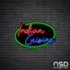 Indian Cuisine V2 Neon Sign_Black Brick_Mockup_Black