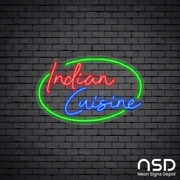 Indian Cuisine V2 Neon Sign_Black Brick_Mockup_Transparent Indian Cuisine V2 Neon Sign_Black Brick_Mockup_Transparent