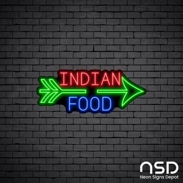 Indian Food V2 Neon Sign_Black Brick_Mockup_Black Indian Food V2 Neon Sign_Black Brick_Mockup_Black
