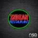 Indian Restaurant V4 Neon Sign_Black Brick_Mockup_Black