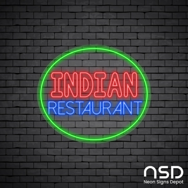 Indian Restaurant V4 Neon Sign_Black Brick_Mockup_Transparent Indian Restaurant V4 Neon Sign_Black Brick_Mockup_Transparent