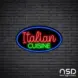 Italian Cuisine V3 Neon Sign_Black Brick_Mockup_Black