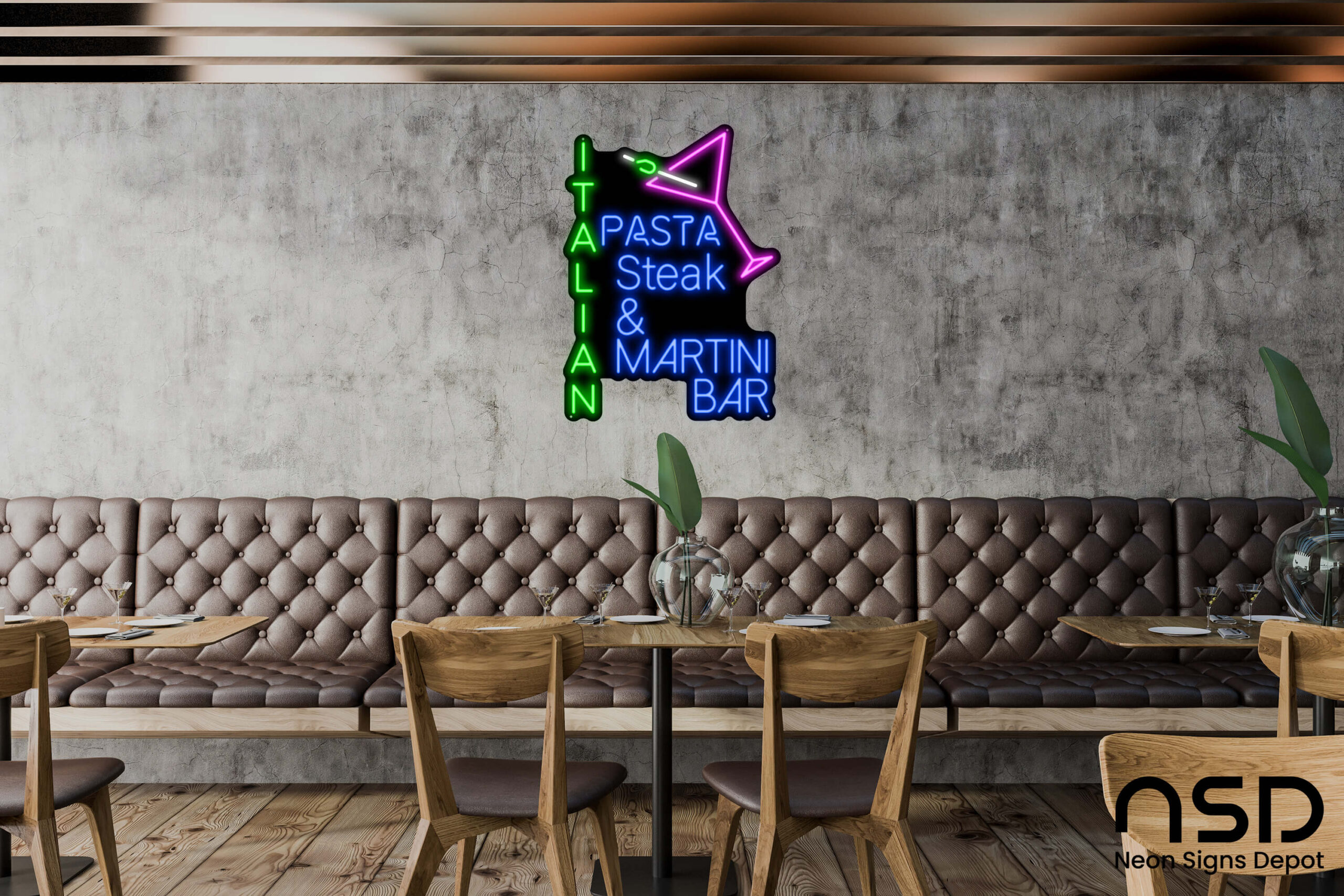 Italian Pasta Steak & Martini Bar Neon Sign neon sign