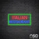 Italian Restaurant V3 Neon Sign_Black Brick_Mockup_Transparent