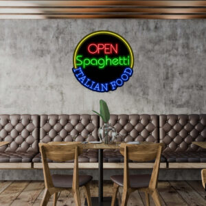Open Spaghetti Italian Food Neon Sign