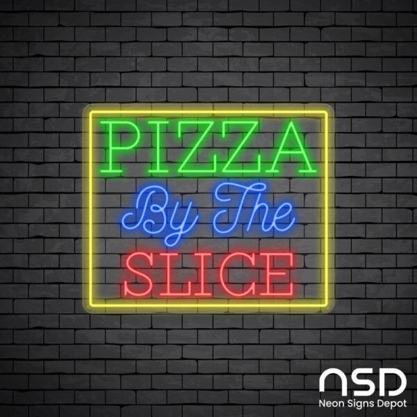 Pizza By The Slice Neon Sign_Black Brick_Mockup_Transparent Pizza By The Slice Neon Sign_Black Brick_Mockup_Transparent
