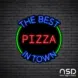 The Best Pizza In Town Neon Sign_Black Brick_Mockup_Black