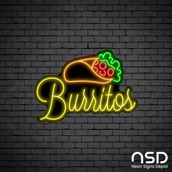 Burritos Neon Sign_Black Brick_Mockup_Black Burritos Neon Sign_Black Brick_Mockup_Black