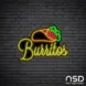 Burritos Neon Sign_Black Brick_Mockup_Black