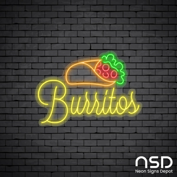 Burritos Neon Sign_Black Brick_Mockup_Transparent Burritos Neon Sign_Black Brick_Mockup_Transparent