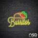 Burritos Neon Sign_Black Brick_Mockup_Transparent