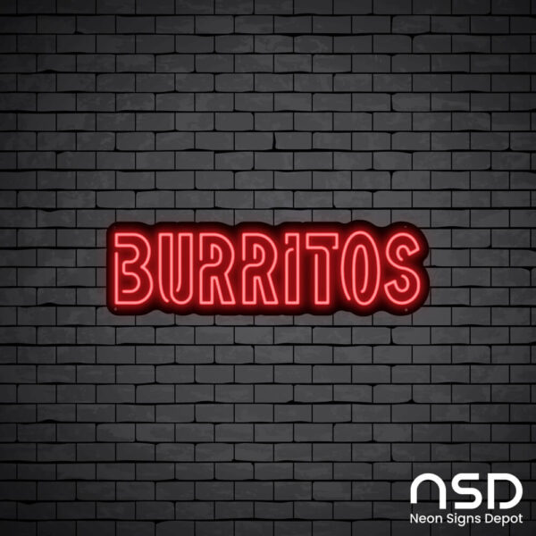 Burritos V12 Neon Sign_Black Brick_Mockup_Black Burritos V12 Neon Sign_Black Brick_Mockup_Black