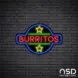 Burritos V8 Neon Sign_Black Brick_Mockup_Black
