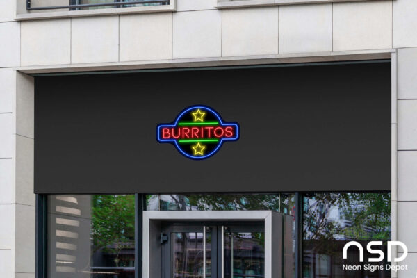 Burritos V8 Neon Sign_Black_Mockup_Template02 Burritos V8 Neon Sign_Black_Mockup_Template02