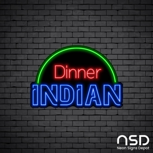 Dinner Indian Neon Sign_Black Brick_Mockup_Black Dinner Indian Neon Sign_Black Brick_Mockup_Black