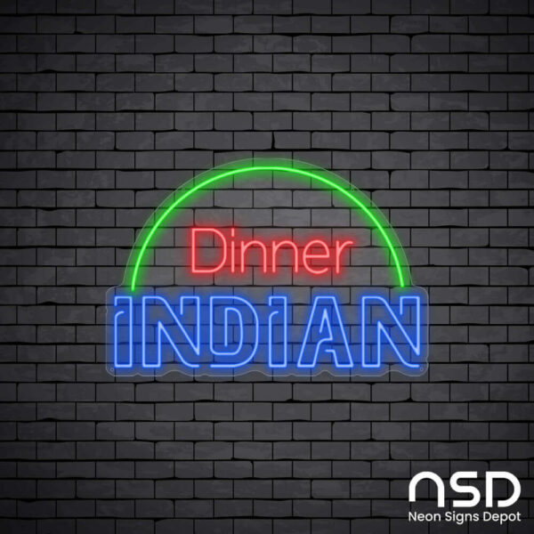 Dinner Indian Neon Sign_Black Brick_Mockup_Transparent Dinner Indian Neon Sign_Black Brick_Mockup_Transparent