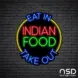 Indian Food Eat In Take Out Neon Sign_Black Brick_Mockup_Black