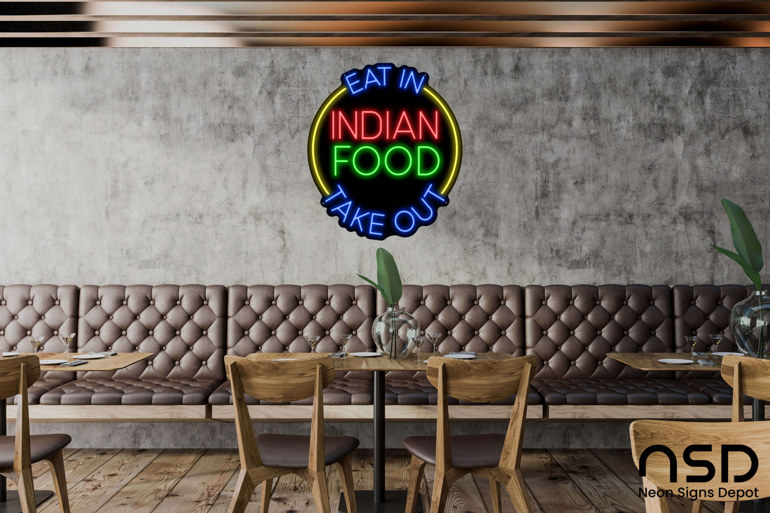Indian Food Eat In Take Out Neon Sign neon sign