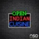 Open Indian Cuisine Neon Sign_Black Brick_Mockup_Black