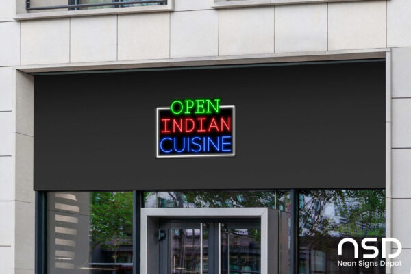 Open Indian Cuisine Neon Sign_Black_Mockup_Template02 Open Indian Cuisine Neon Sign_Black_Mockup_Template02