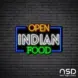 Open Indian Food Neon Sign_Black Brick_Mockup_Black
