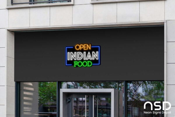 Open Indian Food Neon Sign_Black_Mockup_Template02 Open Indian Food Neon Sign_Black_Mockup_Template02