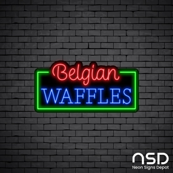 Belgian Waffles V2 Neon Sign_Black Brick_Mockup_Black Belgian Waffles V2 Neon Sign_Black Brick_Mockup_Black