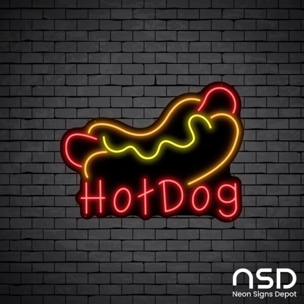 Hotdog V15 Neon Sign_Black Brick_Mockup_Black Hotdog V15 Neon Sign_Black Brick_Mockup_Black