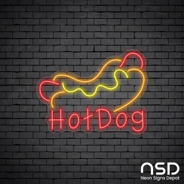 Hotdog V15 Neon Sign_Black Brick_Mockup_Transparent Hotdog V15 Neon Sign_Black Brick_Mockup_Transparent