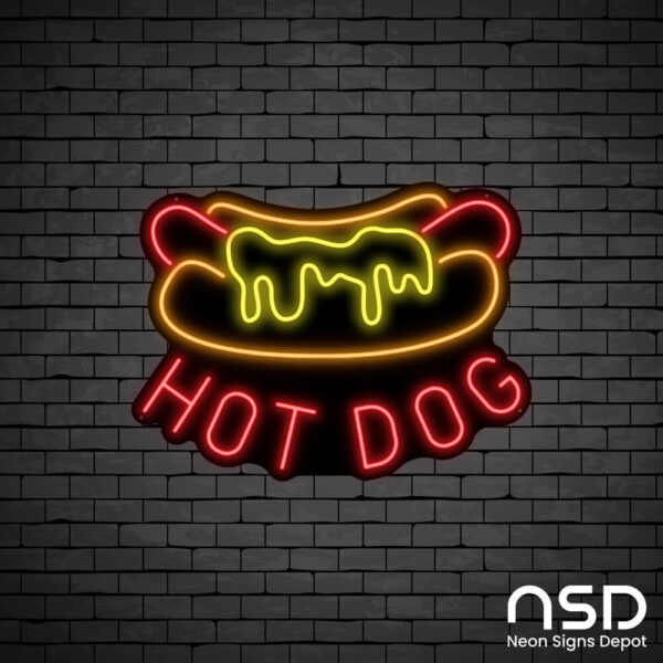 Hotdog V19 Neon Sign_Black Brick_Mockup_Black Hotdog V19 Neon Sign_Black Brick_Mockup_Black
