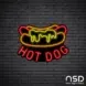Hotdog V19 Neon Sign_Black Brick_Mockup_Black