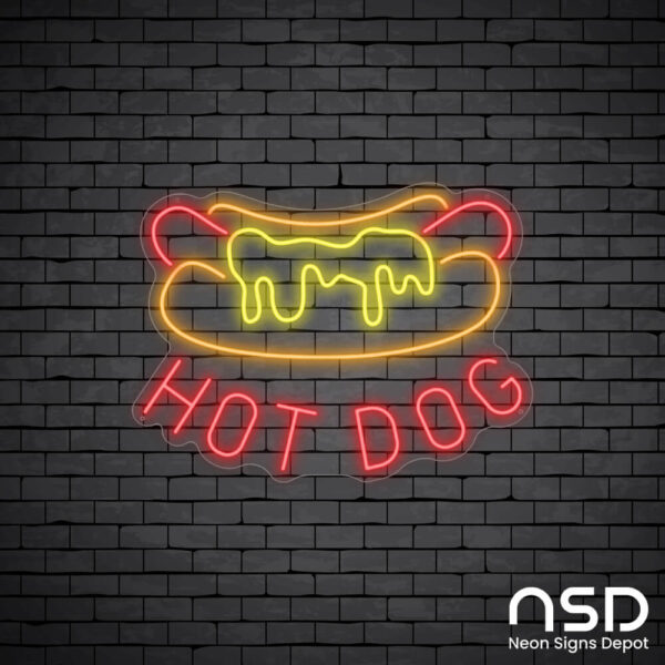 Hotdog V19 Neon Sign_Black Brick_Mockup_Transparent Hotdog V19 Neon Sign_Black Brick_Mockup_Transparent